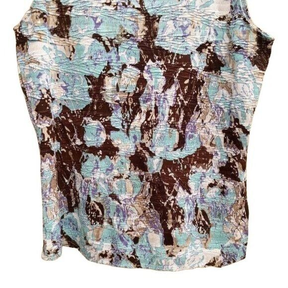 Vtg Alberto Makali Artsy Crinkle Abstract Sleeveless Scoop Neck Shell Top Sz L - Picture 6 of 7